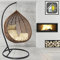 GOODS EMPORIUM Luxury Rattan Hanging Egg Chair Outdoor & Indoor Garden Swing Chair Hammock with Cushions - RAINCOVER INCLUDED (Large, Black - Brown - Beige)