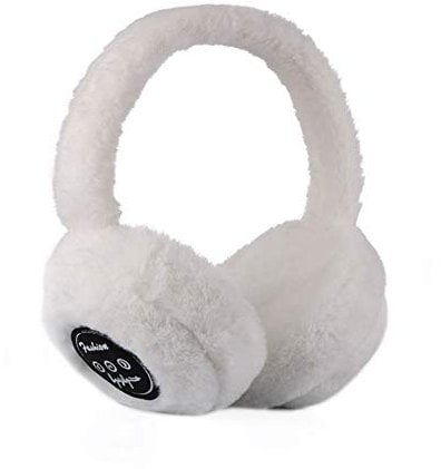 Bluetooth Ear Warmers,Foldable Musical Bluetooth Earmuffs, Built-In HD Speakers And Microphone,Wireless Music Ear Warmer for Winter Outdoor Sports,White