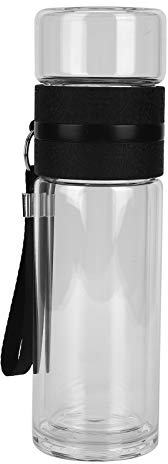 BuyWeek Teeflasche mit Sieb, Tee Wasser Trenn Glasflasche Doppelwandige Glas Trinkflaschen mit Teeinfuser für Home Büro Gebrauch