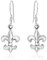 Boucles d'oreilles pendantes en forme de fleur de lys en argent sterling 925