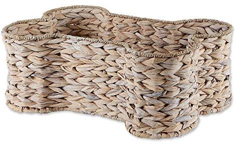 Bone Dry Pet Storage Collection Panier à jouets en forme d'os en jacinthe Blanc délavé Taille L