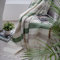 Linen & Cotton Warme Decke Wolldecke Gestreift Wohndecke Kuscheldecke Malmo - 100% Reine Neuseeland Wolle, Beige Natur Weiß Grün (140 x 200 cm) Lammwolldecke Sofadecke Überwurf Plaid Sofa Schurwolle