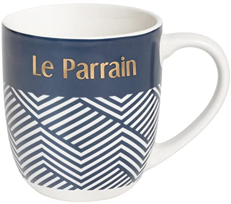 DRAEGER PARIS 1886 - Mug en Céramique Bleu 320ml - Le Parrain - Cadeau Ami, Famille, Parrain - Anniversaire, Baptême - Design Chic, Message Doré - Avec Boîte Cadeau Élégante