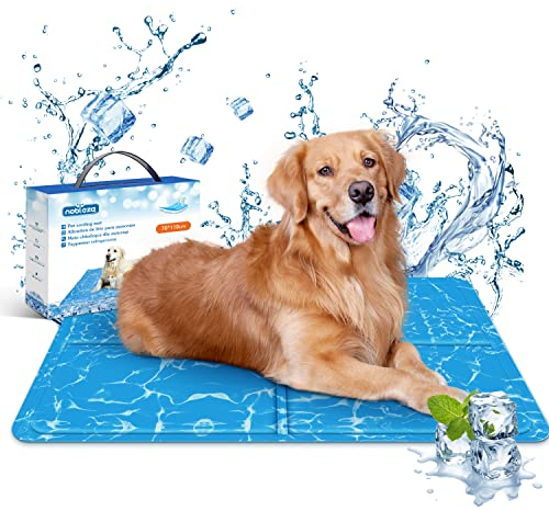 Nobleza - Tapis de Refroidissement pour Chiens, Chats et Animaux domestiques. Tapis de Gel Non-Toxique Auto-refroidissant. 110 * 70cm, Bleu. XL