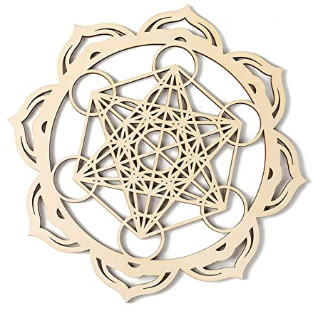 Spirituelle Wanddekoration – Metatrons Würfel, Mandala, heilige Geometrie, Wandkunst aus Holz, Kristallgitter, Zen, Yoga, Meditation, Altar, spirituelle Geschenke, Wandskulptur
