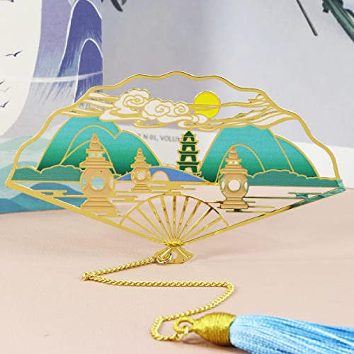 Page Chinois Marque Page En Metal,Magnifique Lac De L'Ouest Trois Piscines Reflétant Le Paysage Naturel De La Lune,Cadeaux Uniques Pour Les Amateurs De Livres,Les Filles,Les Femmes,La Fête Des