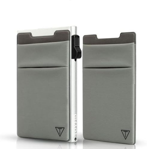 TOYFID Slim Wallet for Men and Women,Pop Up Credit Card Wallet Metal Minimalist Cards Holder with Money Pocket,Small Ultralight Aluminum RFID Blocking Wallets 6-12 Card Capacity,Silver