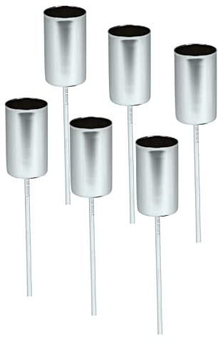 Kerzenpick für Stabkerzen 6er Set - Silber - Kerzenhalter für Tafelkerzen - Kerzen Stecker für Advents und Weihnachts Gesteck