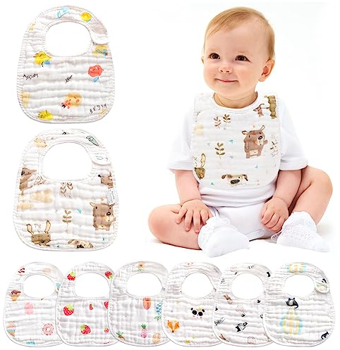 8Pack Baby Lätzchen Ultra Soft Absorbent, 100% Baumwolle Baby Sabberlätzchen Verstellbare Druckknöpfe für Säuglinge, Neugeborene & Kleinkinder, Stylish Unisex Bandana Lätzchen für Zahnen & Sabbern