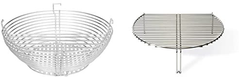 Kamado Joe KJ-MCC23 Stainless Steel Charcoal Basket Grill Accessory for Classic Joe, Black & KJ SCS Stainless Steel Classic Grill Expander