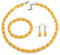 Avalaya 8mm/Lemon Yellow Glass Bead and Beer Yellow Faux Pearl Necklace/Flex Bracelet/Drop Earrings Set - 43cm L/4cm Ext