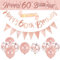 DEARLIVES 14 Pieces 60th Happy Birthday Decorations,Rose Gold Party Supplies Including Banners Straps Triangle Flag Bunting Confetti Latex Balloons (60th Birthday)