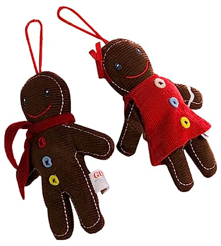 Garneck 2 Stück Weihnachtsbaumschmuck Weihnachtsbaumverzierung Weihnachtsplüsch-Hängeornament Weihnachtsanhänger Lebkuchenmann-Dekorationen Weihnachtsbaumschmuck Musik