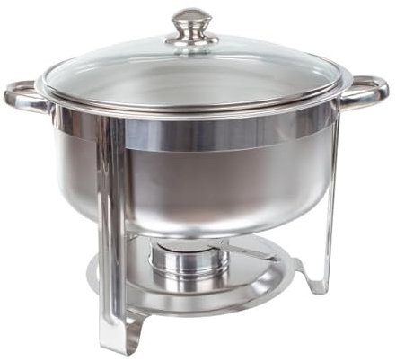 Set di scaldavivande rotondo da 2,5 l, include vaschetta per acqua, padella, supporto per carburante e supporto, scaldavivande per feste Classic Cuisine