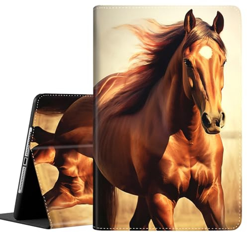 SOTWONSO Case for iPad 5th/6th Gen, iPad Air 1st/2nd Gen, iPad Pro 9.7 Inch, Durable Shockproof Protective Cover with Smart Auto Wake/Sleep, Wild Horse Pattern