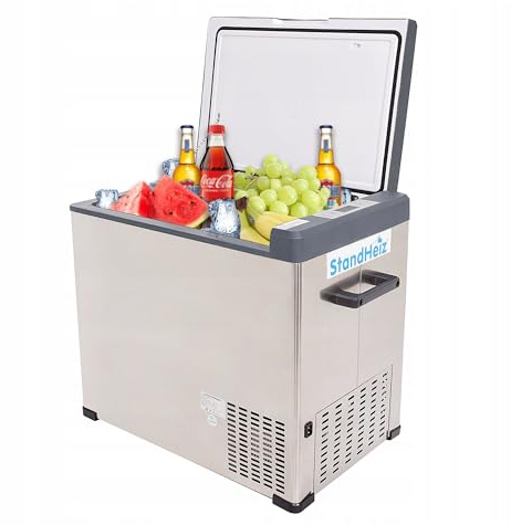 StandHeiz Tragbare Kühlbox Kompressor 50L Beste Lösung für Wohnmobile und Autos, ideal für Camping, mit Gefrierfunktion bis -20°C, betrieben mit 12V, 24V und 230V, leise und energiesparend.