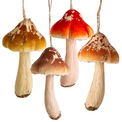Logbuch-Verlag Herbst Deko 4 Pilze Anhänger Ostern Herbstdeko Weihnachten Natur Wald Dekopilze zum Aufhängen 14 cm