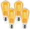ILEEDear Vintage Edison Light Bulb B22 Edison Screw Bulb ST64, 4W Equivalent to 42W, Retro Amber Glass Screw Lamp, Warm White 2200K, Energy Saving Light Bulbs, Non-dimmable, Pack of 4