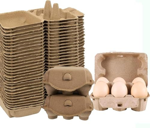 Cartoni per uova, 50 confezioni di cartoni per uova di gallina, cartoni per uova da 50 pezzi, stile classico 3x2 può contenere fino a 6 pezzi utilizzati come portauova in fibra di polpa per