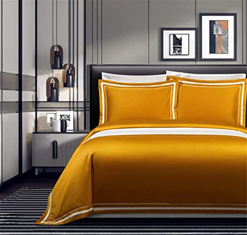 4-teiliges Bettbezug-Set, Bettlaken, Kissenbezug, Goldgrau, seidig weich, Queen-Size-Bett (Farbe: Grün, Größe: Queen-Size-Größe, 4-teilig) (Gelb 4-teilig)