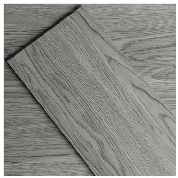GreenFullHouse Vinyl Bodenbelag selbstklebend mit Holz-Effekt, abziehen und kleben, 15.24cmx15.24cm 2.0 mm 1 Stück Anti-Scratch für Bad Flur Waschküche (Neue Waschung Grau)