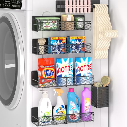 DTUQYX Magnetische Regale für Waschmaschine, robust, Metall, magnetisch, mit Aufhänger, Organizer, Werkzeughalter, platzsparendes Regal für Zuhause, Küche, Schrank und Waschküche, 6 Stück