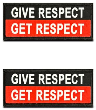 2 Stücke Give Respect Get Respect Taktisch Patch Emblem Aufnäher Fun Lustig Achtung Patch für Kleidung Rucksack Uniform Weste Jacke Hundegeschirr Cosplay CS Biker Moto