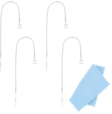 UNICRAFTALE 4 pz Fili per Orecchini Larghi 1mm 80mm 925 catena In Argento Sterling Orecchini Pendenti Fili per Orecchini con Passante Orecchini A Catena con Nappa per La Creazione di Orecchini