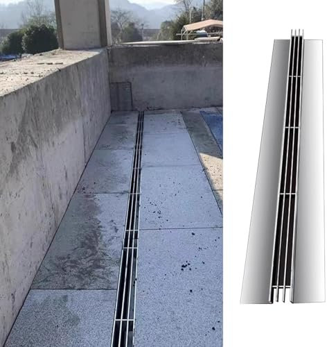 Ablaufgitter 10 15 20 25 30 Cm Breiter Kanal-Abflussumleiter, Hochleistungs-Kanalisationsgitter, Lineare Außenablaufabdeckung für Hof, Terrasse, Haus, Garten, Garage(2 Slit,W20cmx5cm(7 7/8x2))