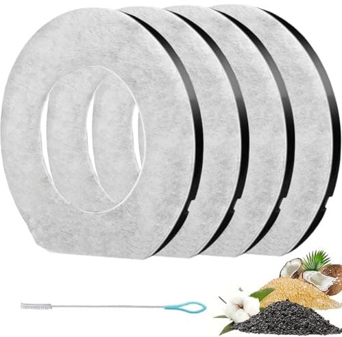 Acmerota 4Pcs Replacement Filters Compatible for ELSPET No Spill Dog Water Bowl Cat Fountain Filter for 70oz Non Spill Slow Drink Pet Water Bowl, with Cleaning Brush