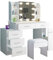 Dressing Table Set with LED Lights Bulbs, Modern Makeup Vanity Desk with Stool and Mirror Makeup Vanity Makeup Table with 6 Drawers 6 Shelves for Women Girls,White