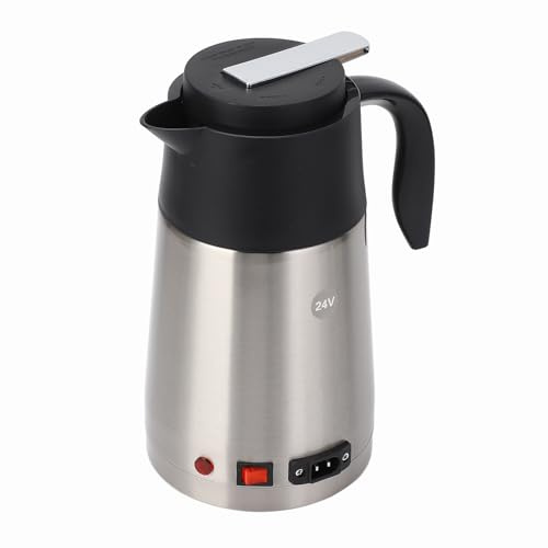 Wasserkocher Für Lkw 24 Volt Acciaio Inossidabile + Pp 24V Wasserkocher Lkw Bottiglia Scaldabagno Portatile da 1300 Ml di Grande capacità per Auto, Camion, Bollitore per Viaggi