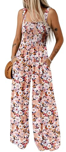 Dokotoo Tuta Donna Estiva Floreale Salopette Elegante Cerimonia Completo Cerimonia Larga Pantaloni Senza Maniche Tailleur Lungo Jumpsuit, nero, XL