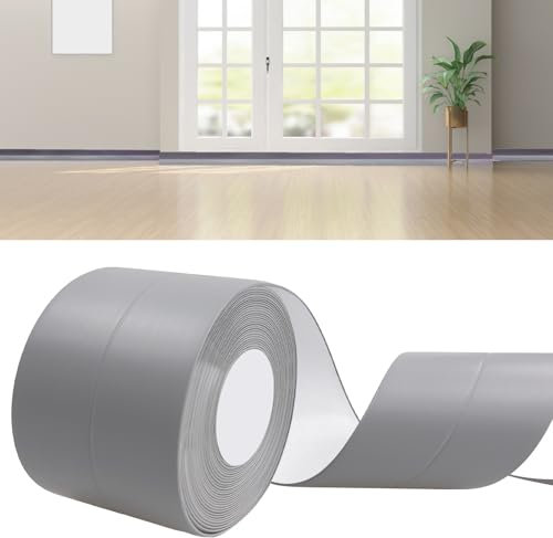 DIKARIYA Battiscopa in PVC Grigio, 6M Battiscopa Adesivo 30x30mm Battiscopa per CucinaSigillante Impermeabile Battiscopa Flessibile Autoadesivo Battiscopa Morbido per Cucina, Bagno e Mobili