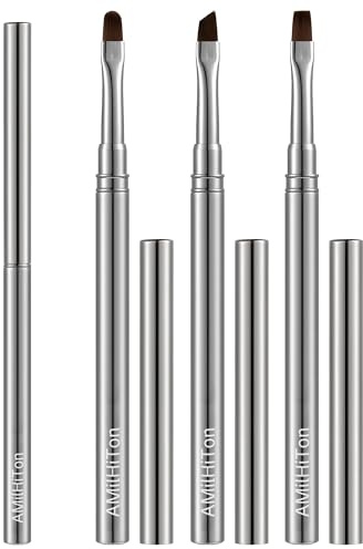 3PCS Brush for OPI Nail Polish Remover, AMilHiTon Nails Clean Up Brushes, Round/Angled/flat Acetone Resistant Nail Art Designs, and Tidying Up Polish Mishaps on Cuticles（Gun Color）