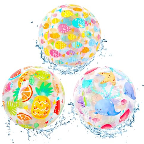 VINEST 35cm Wasserball Aufblasbar PVC: 3 Stück Wasserball Sommer, Wasserbälle, Aufblasbarer Ball für Wasser Schwimmbad Spielzeug, Balloon Inchable Niños Playa für Strand Party