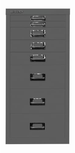 Bisley Multidrawer Schubladenschrank aus Metall mit 8 Schubladen DIN A4 ohne Sockel - Farbe: Anthrazitgrau
