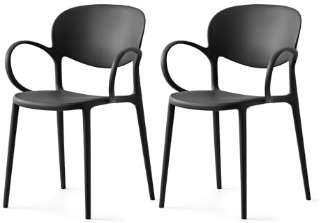 Connubia, 2 Stühle Abby, recyceltes Polypropylen, 100% schwarz matt