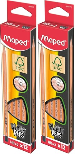 Maped 850021 Black'Peps Graphitstifte, HB GRADE HB (Packung mit 2)
