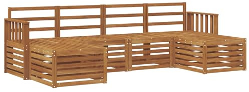 vidaXL 8-teiliges Sofaset, natürliches Akazienholz, massiv, modernes Sofa für Garten und Terrasse, modernes Set, Holzmöbel, Akazien-Kollektion