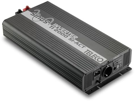 TELECO Sinus-Wechselrichter TI 2000 SI-ACT-RAL 7016, 12V Anschluss, 2000W Dauerleistung, 4000W Spitzenleistung, RAL 7016