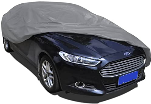GeenYuu Vollgarage Vliesstoff XXL Autoschutzabdeckung 572x203x122 cm Grau, atmungsaktive, wasserdichte Autoabdeckung mit UV- und Schneeschutz, kratzfeste Abdeckplane für PKW, KFZ