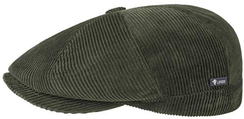 Lipodo 8 Panel Cord Flatcap Herren Flat Cap Baumwolle Schiebermütze Made in Italy Unifarben Herbst Winter Regular-Fit Gefüttert Oliv M (56-57 cm)