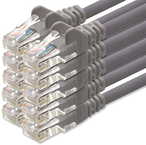 1aTTack.de 10m Cavo di Rete grigio - 10x - Cat.6 Ethernet Gigabit Lan RJ45 10 100 1000 Mbit s - Cavo Patch UTP compatibile con Cat.5 Cat.5e Cat.7 Cat.8 - grigio - 10x - 10m