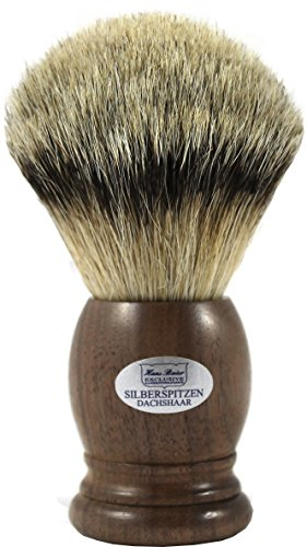 Hans Baier Exclusive XL-Rasierpinsel Silberspitze Wallnussholz - Größe 4