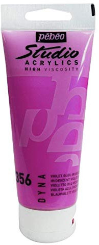 PÉBÉO Lot de 12 Peintures Studio Acrylique Tube Violet/Bleu Iridescent 100 ml