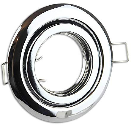 Einbaustrahler Rahmen chrom rund schwenkbar super flach - Einbaurahmen für GU10 MR16 Leuchtmittel - Ø80-85mm Bohrloch Einbau-Spot Strahler Einbauleuchte