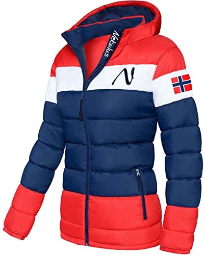 Nebulus Damen Jacke MIXUP, warme Outdoorjacke, praktische & vielseitige Übergangs- & Winterjacke, blau-rot - L/40