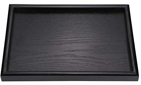 Wooden Tea Tray,Rectangular black solid wood tea coffee snack fruit dessert plate tray(30 * 20 * 2cm)