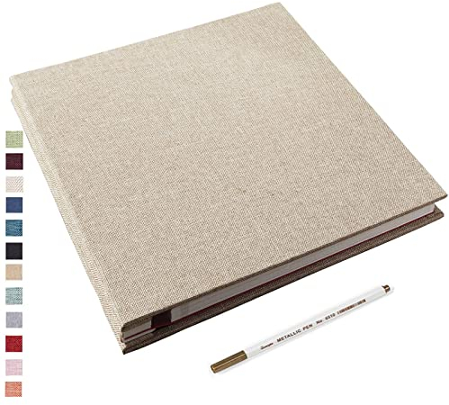 Yopih Selbstklebende 10x15 Fotoalbum Einkleben und zum Selbstgestalten Groß leinen Photoalbum mit 40 weißen Seiten, Hochzeit Jahrestag Geburtstag Geschenke, mit einem Kugelschreiber, 33x32cm